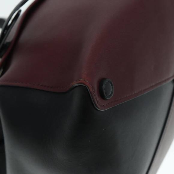 PRADA Hand Bag Leather Wine Red Silver Auth bs17882 - Picture 9 of 16